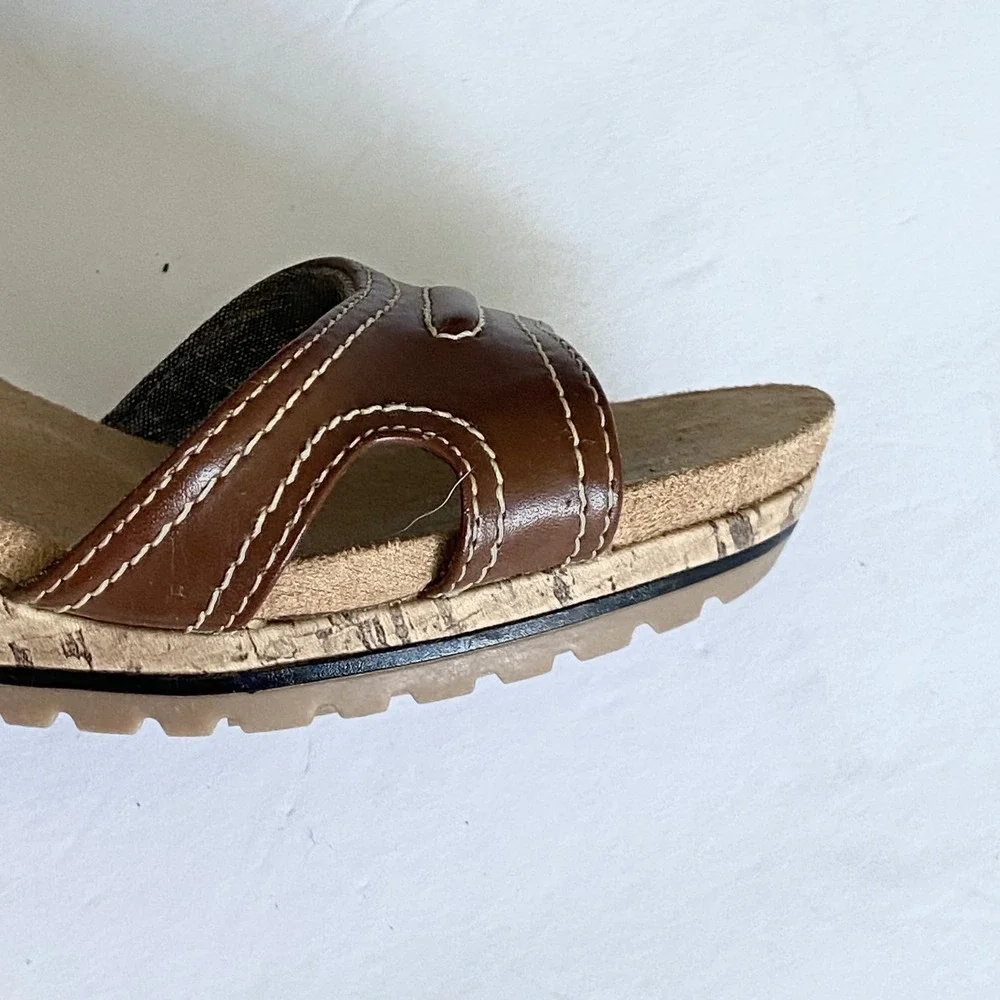 Dr Scholls Womens Brown Cork Wedge Sandals Advanced Comfort Size 7 WMDS1460004